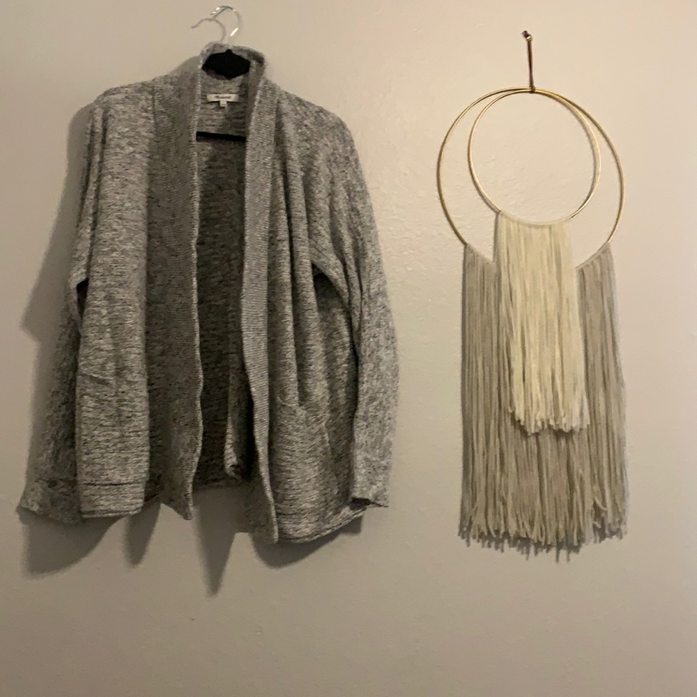 MADEWELL MARLED GREY SHAWL COLLAR POCKETED CARDIGAN